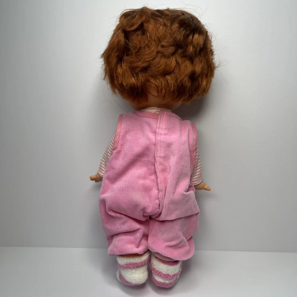 Vintage 1990 Galoob Baby Face So Shy Sherri #9 Doll Green Eyes Pink Overalls